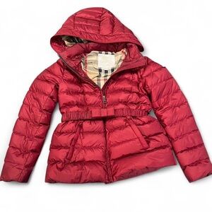 Burberry Kids Girls Burgundy Puffer Coat
